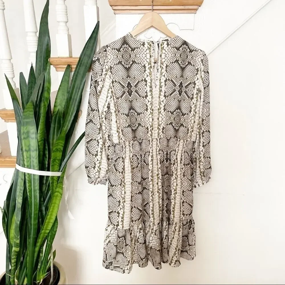 J.Crew Glendale Cinched-Waist Dress Snakeskin Print Size X-Small